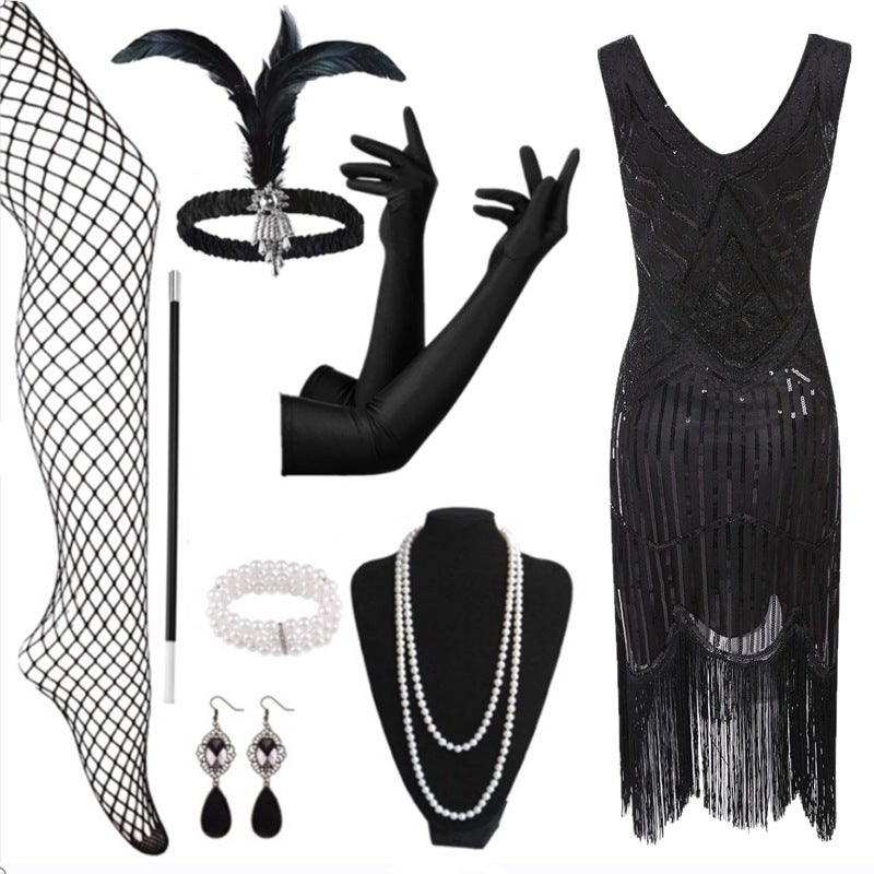 Explosions 1920S Vintage Gatsby Evening Dress Party Party Performance Sequins Tassel Dress - Image 5